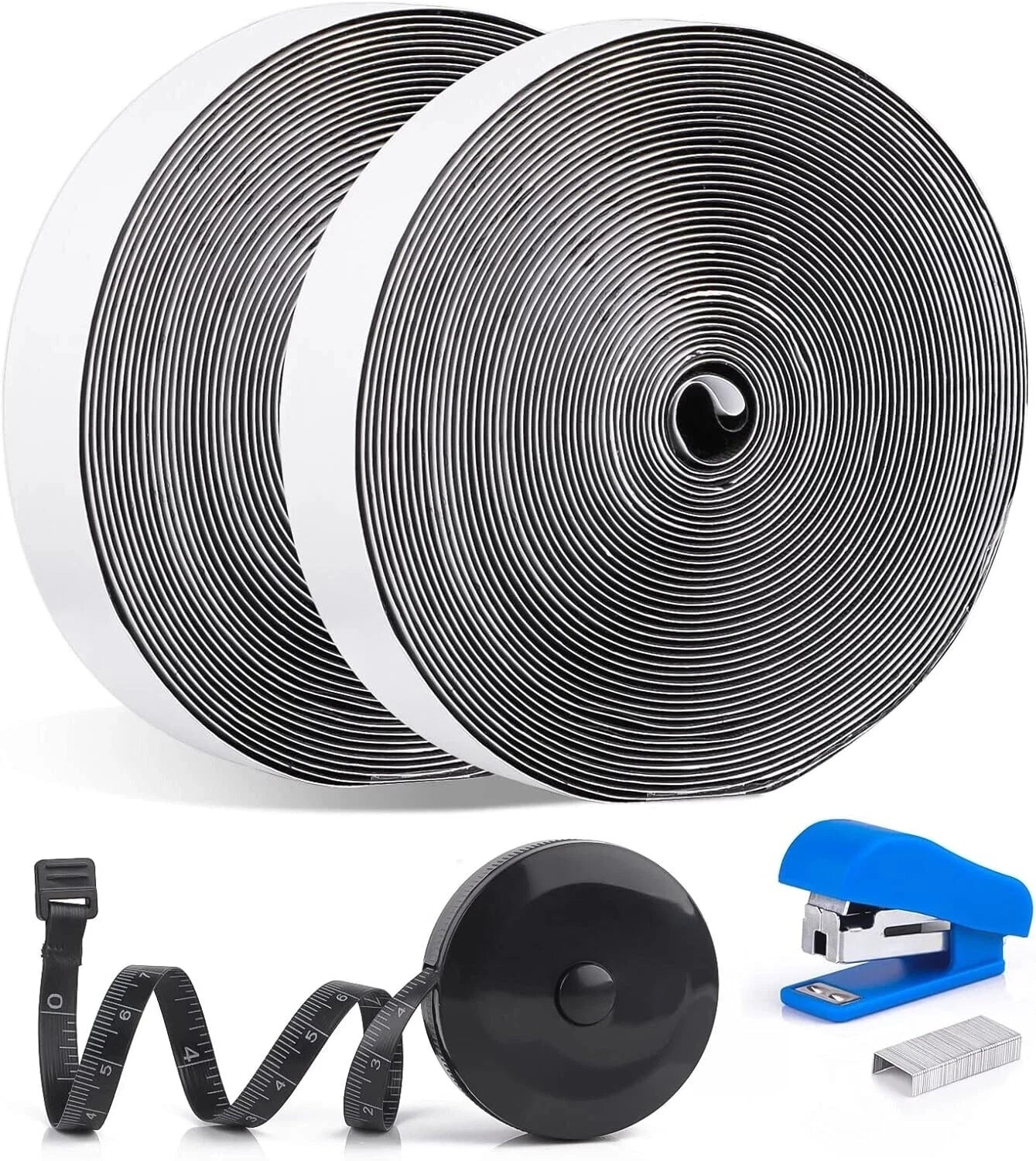 8M Hook & Loop Tape - Self Adhesive Heavy Duty Strips | Strong Sticky Black