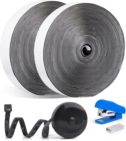 8M Hook & Loop Tape - Self Adhesive Heavy Duty Strips | Strong Sticky Black