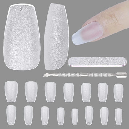 480 Artificial False Acrylic Nail Art Tips Clear Natural UV Gel Matte Cuticle UK