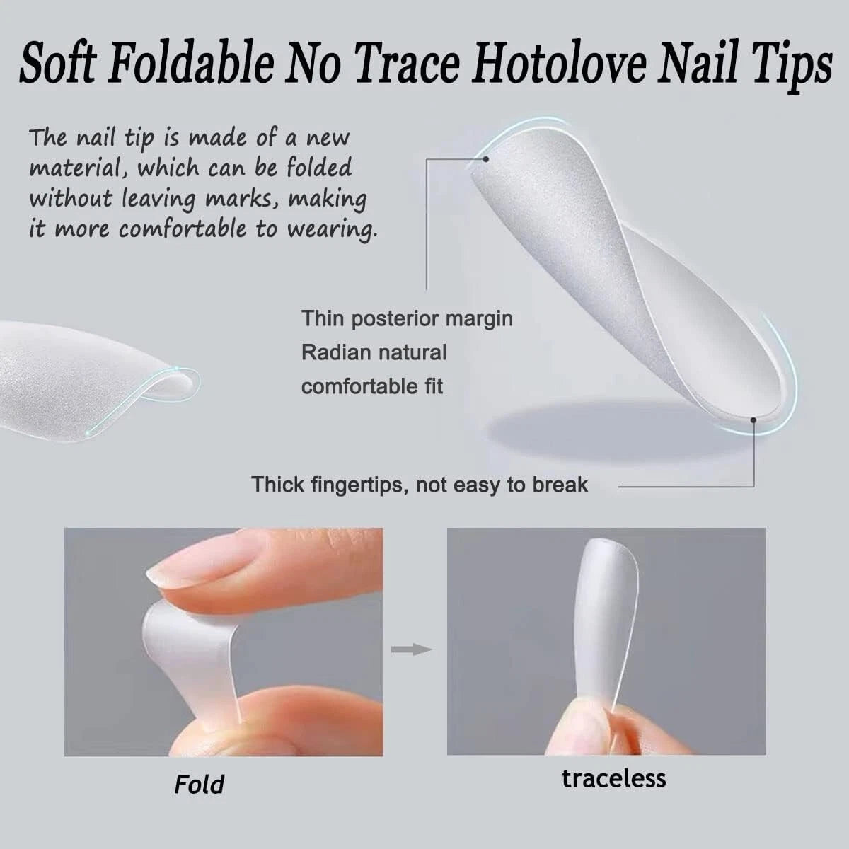 480 Artificial False Acrylic Nail Art Tips Clear Natural UV Gel Matte Cuticle UK
