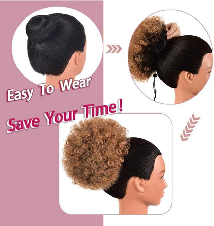 Afro Puff Hair Bun Extension - Soft Kinky Curly Ponytail Updo