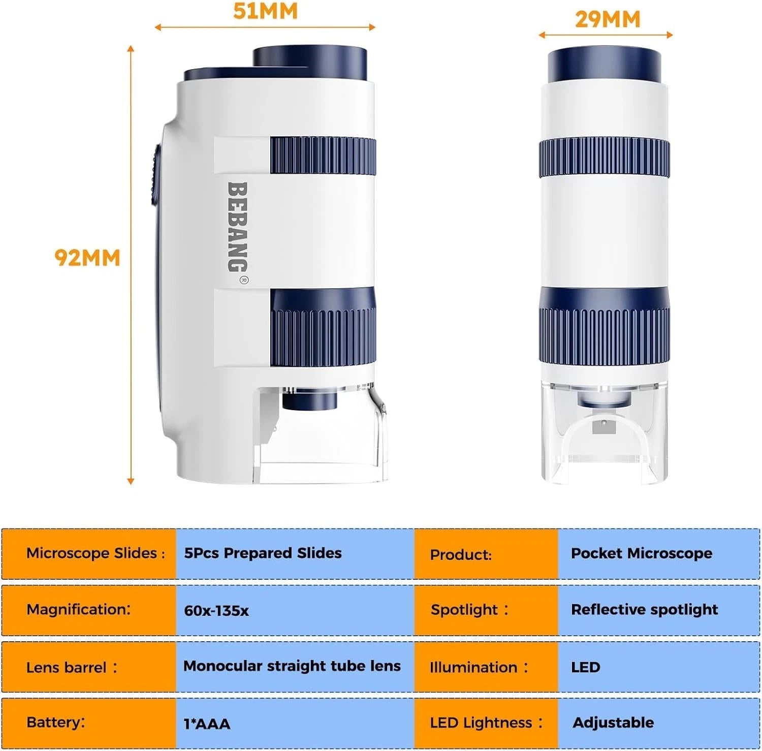 Science gift mini microscope held in hands for learning fun