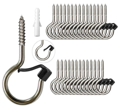 Screw in Q hooks used for hanging string lights and decorations