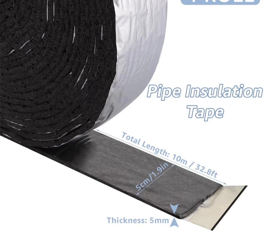 Self adhesive thermal pipe wrap being installed on pipe surface