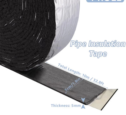 Self adhesive thermal pipe wrap being installed on pipe surface