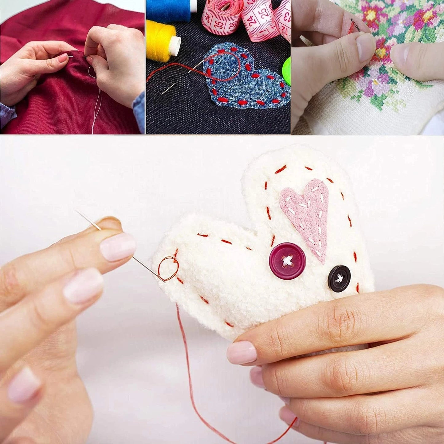 Sewing needle large eye detail for easy thread insertion