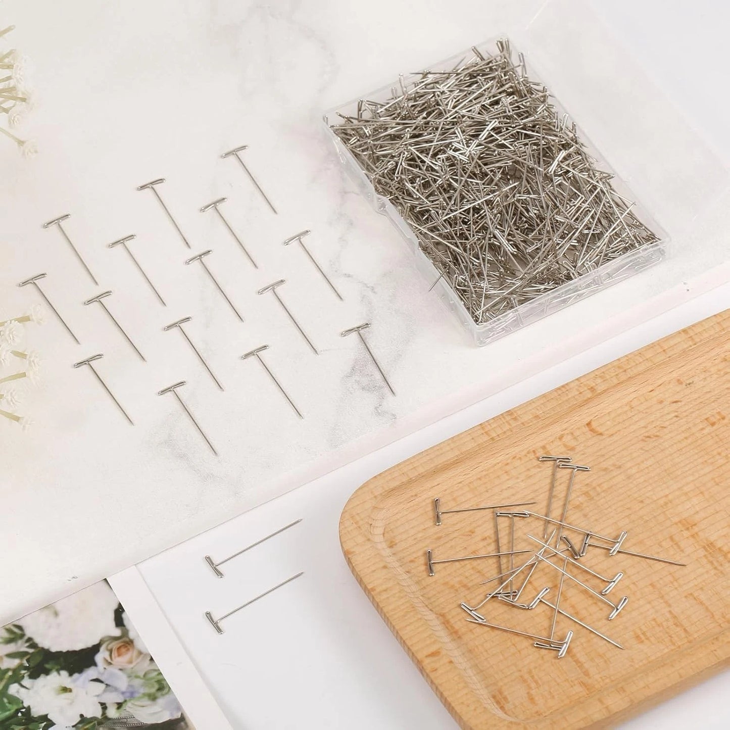 Sewing pins used in dressmaking and fabric work