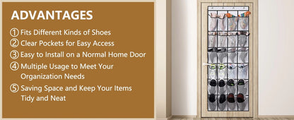 Strong hooks supporting over door shoe organizer securely