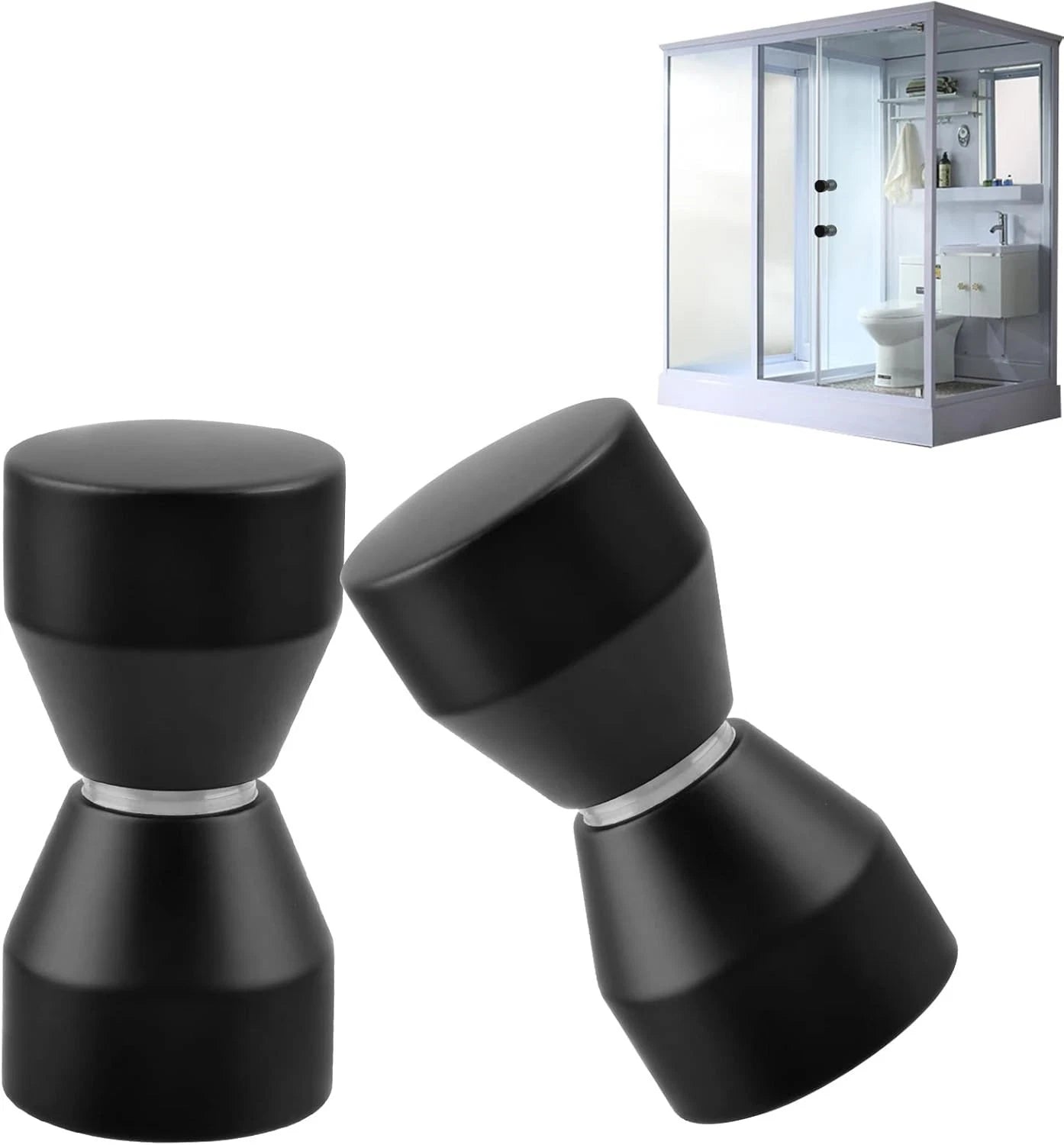 Shower door knob handle black steel screw replacement set