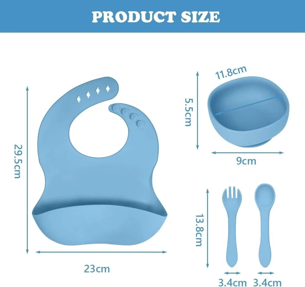 Silicone baby spoon and bowl set close-up for weaning