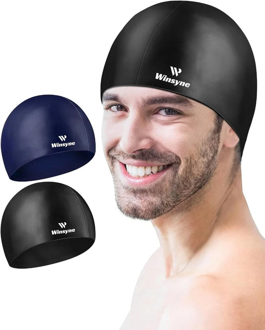 Silicone swimming cap for adult men and women unisex use