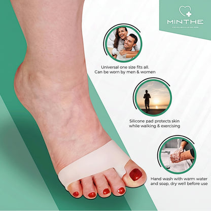Flexible silicone toe separator showing stretchable design for comfort