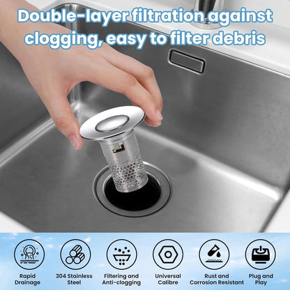 Sink hole bounce plug mechanism detail for easy operation