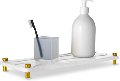Sink organizer tray soap holder for kitchen and bathroom use