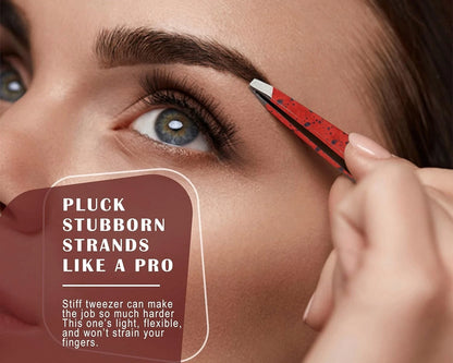 Close-up of perfectly aligned slanted tweezers tips for precision grooming
