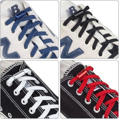Slip on shoelaces used for easy wearing trainers and shoes