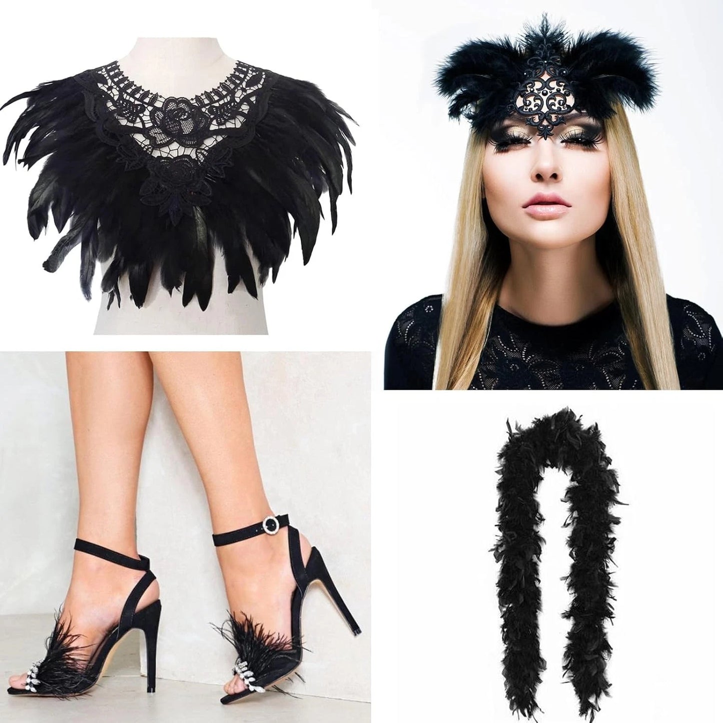 Soft black feathers used in handmade craft projects