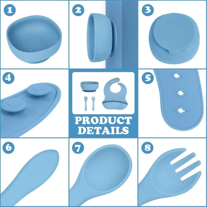 Soft silicone feeding tools used for baby mealtime
