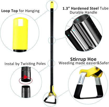 Soil loosening hoe tool used for planting and garden care