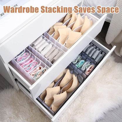 Space saving clothes organiser used inside drawer storage