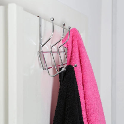 Space saving door hook rack close-up showing strong metal design