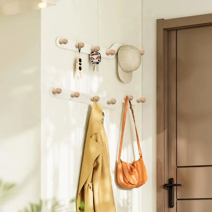 Space saving wall hooks used for home organisation