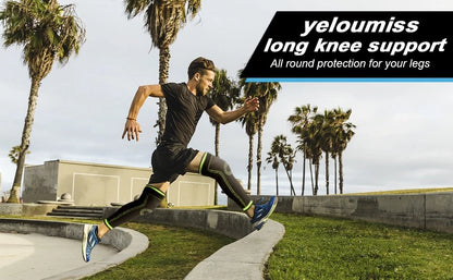 Sports knee brace worn during workout for joint stability support