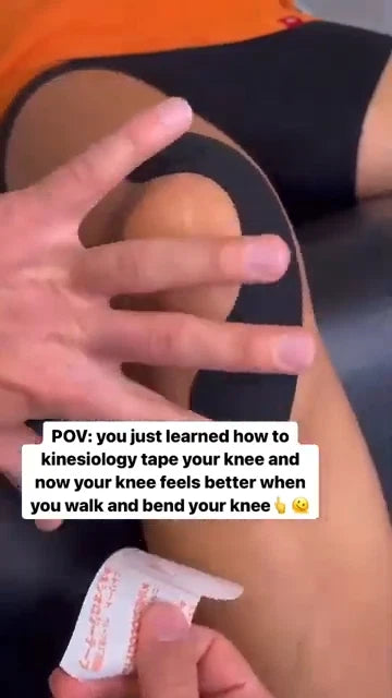 Sports muscle support knee tape used during exercise