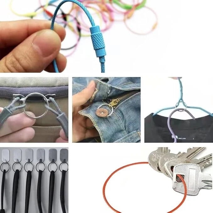 Stainless steel wire keychain used for secure everyday carry storage