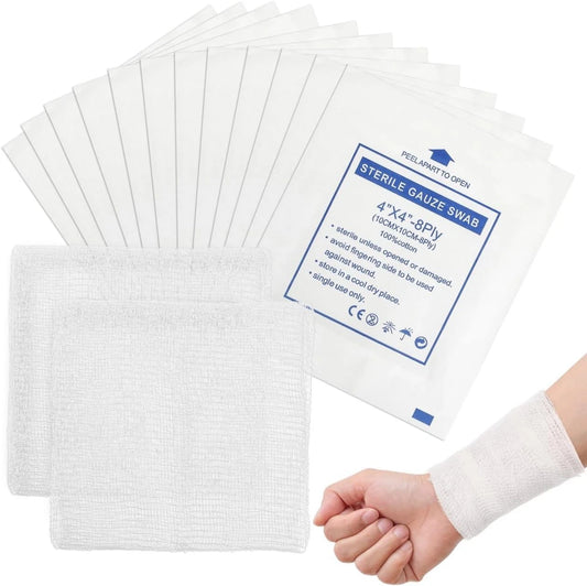 Sterile gauze swabs 10cm 8ply for first aid use
