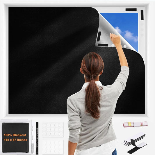 Stick on blackout blind for reusable window light blocking