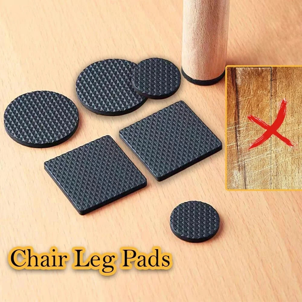 Self adhesive felt pads being applied to chair legs for floor protection