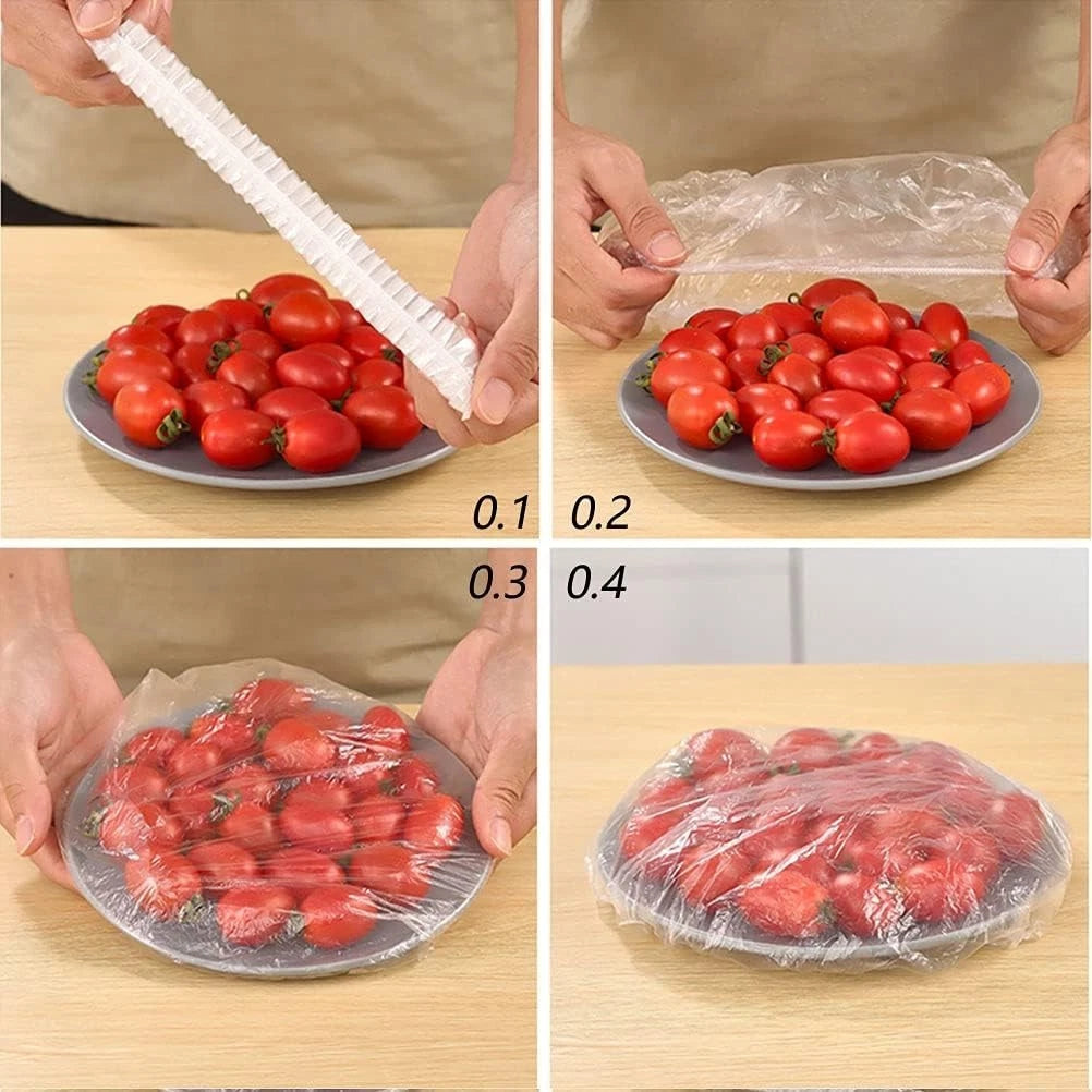 Stretch food cover wrap used on containers and bowls