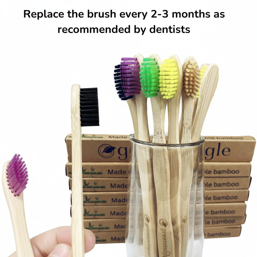 Sustainable toothbrush made from natural biodegradable bamboo material
