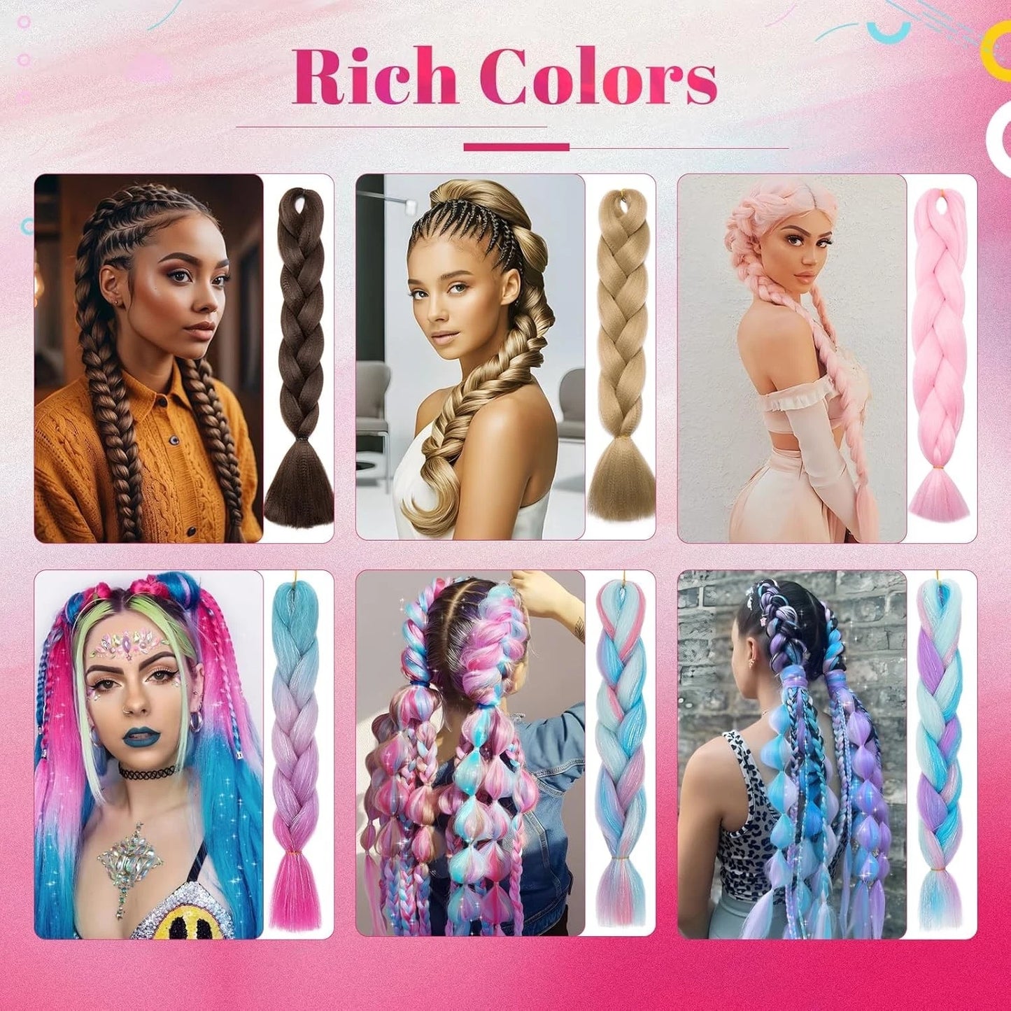 Synthetic braiding hair pack used for styling box braids