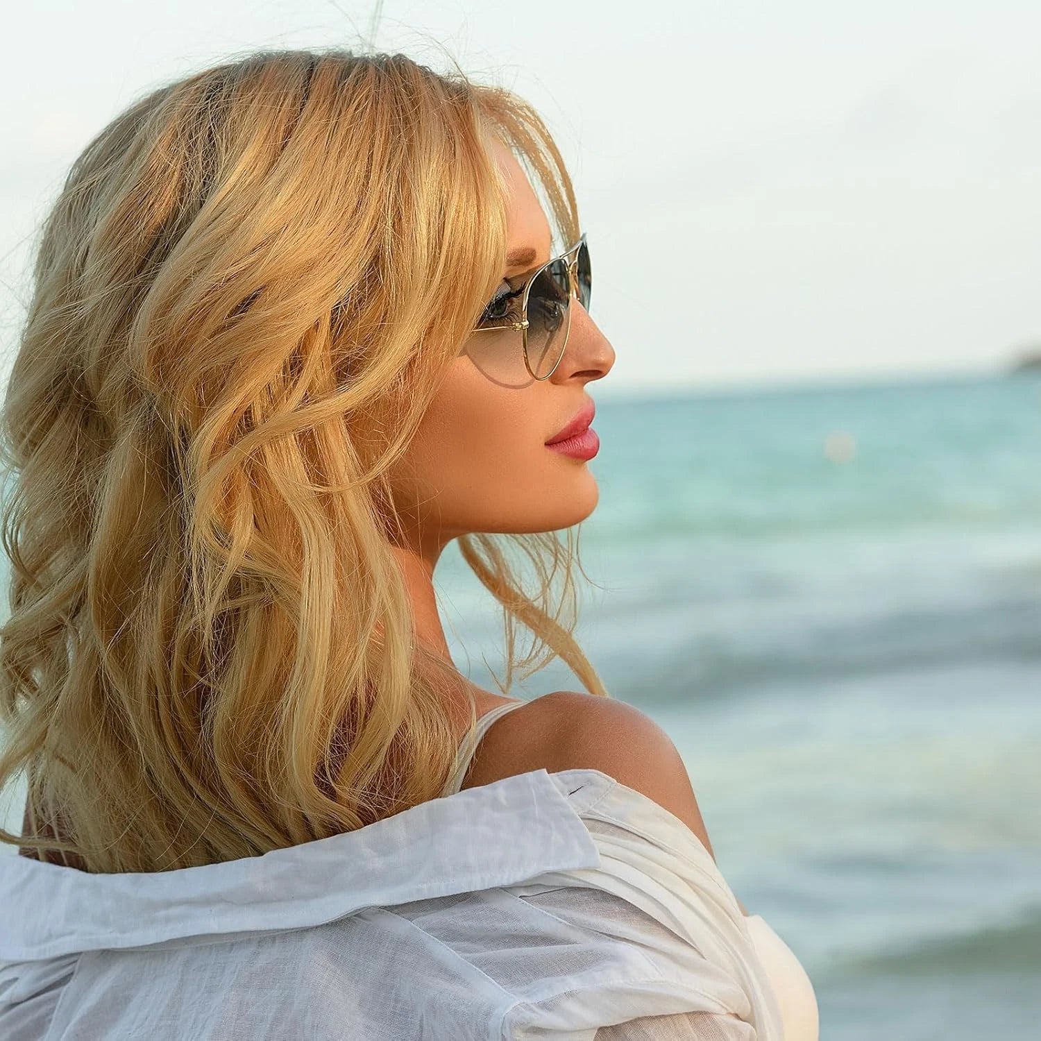 Synthetic full volume wig used for fashion styling purposes