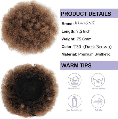 Textured curly updo extension made with soft synthetic fibers