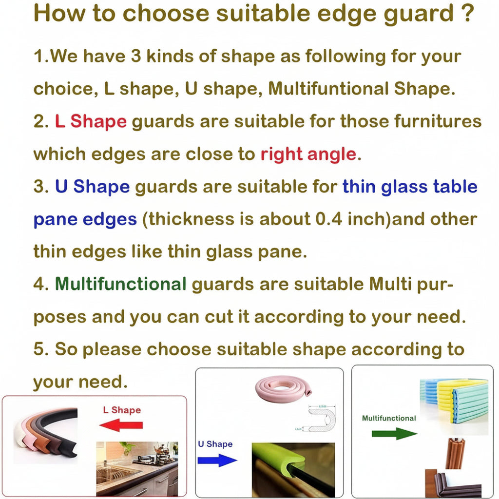 Before and after showing table edge protected with foam guard
