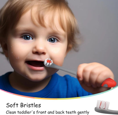 Toddler manual toothbrush handle close-up showing grip design