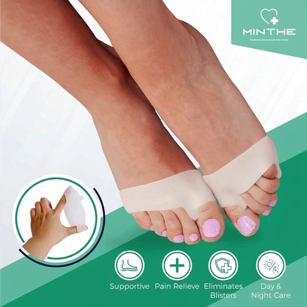 Toe separator set showing two silicone correctors and package contents