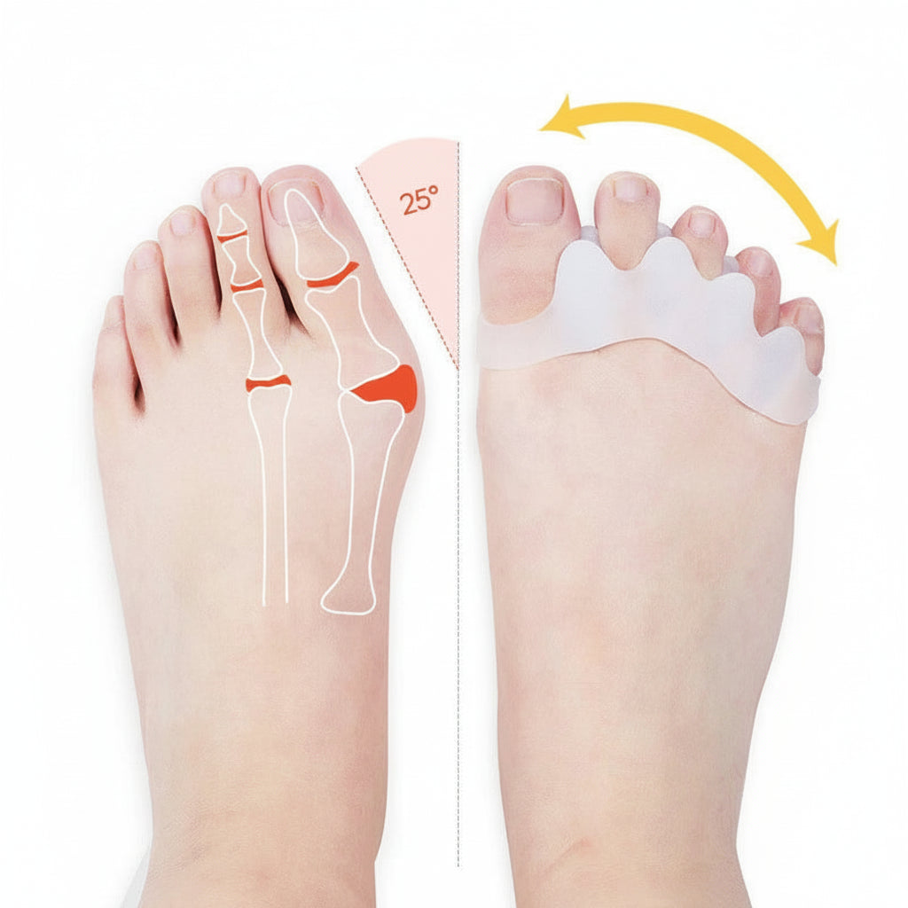 Gel toe stretcher providing relief from foot pain
