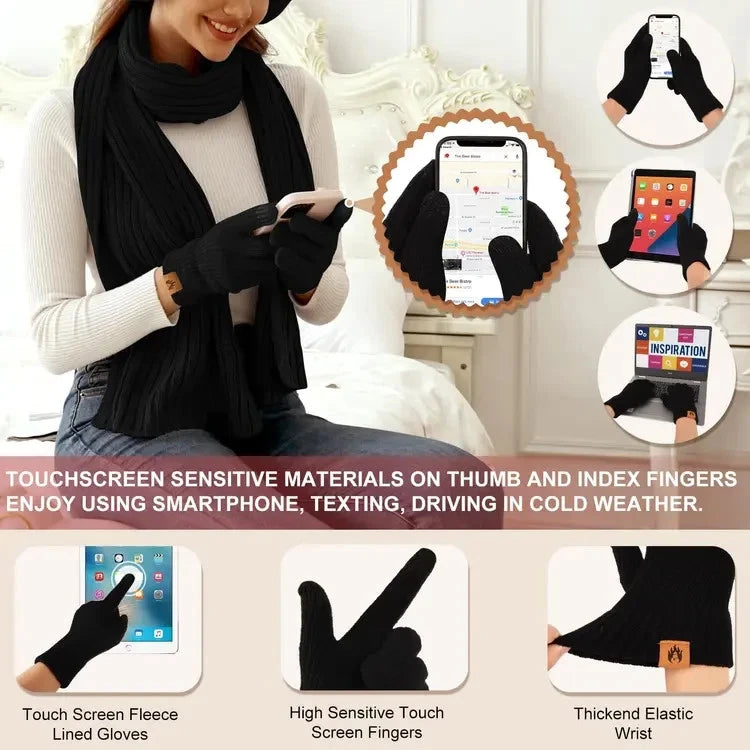 Touchscreen gloves winter set close detail
