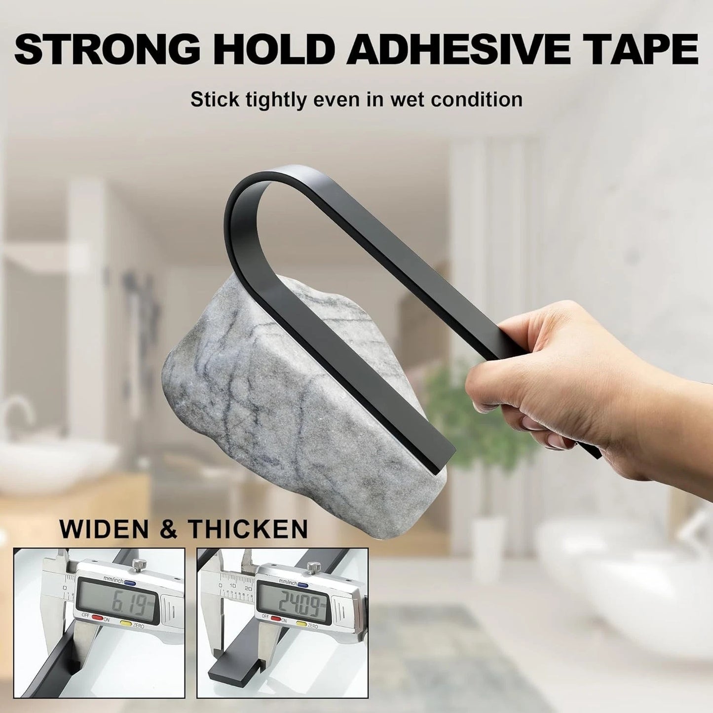 Close-up of adhesive pad on towel rail holder for strong grip