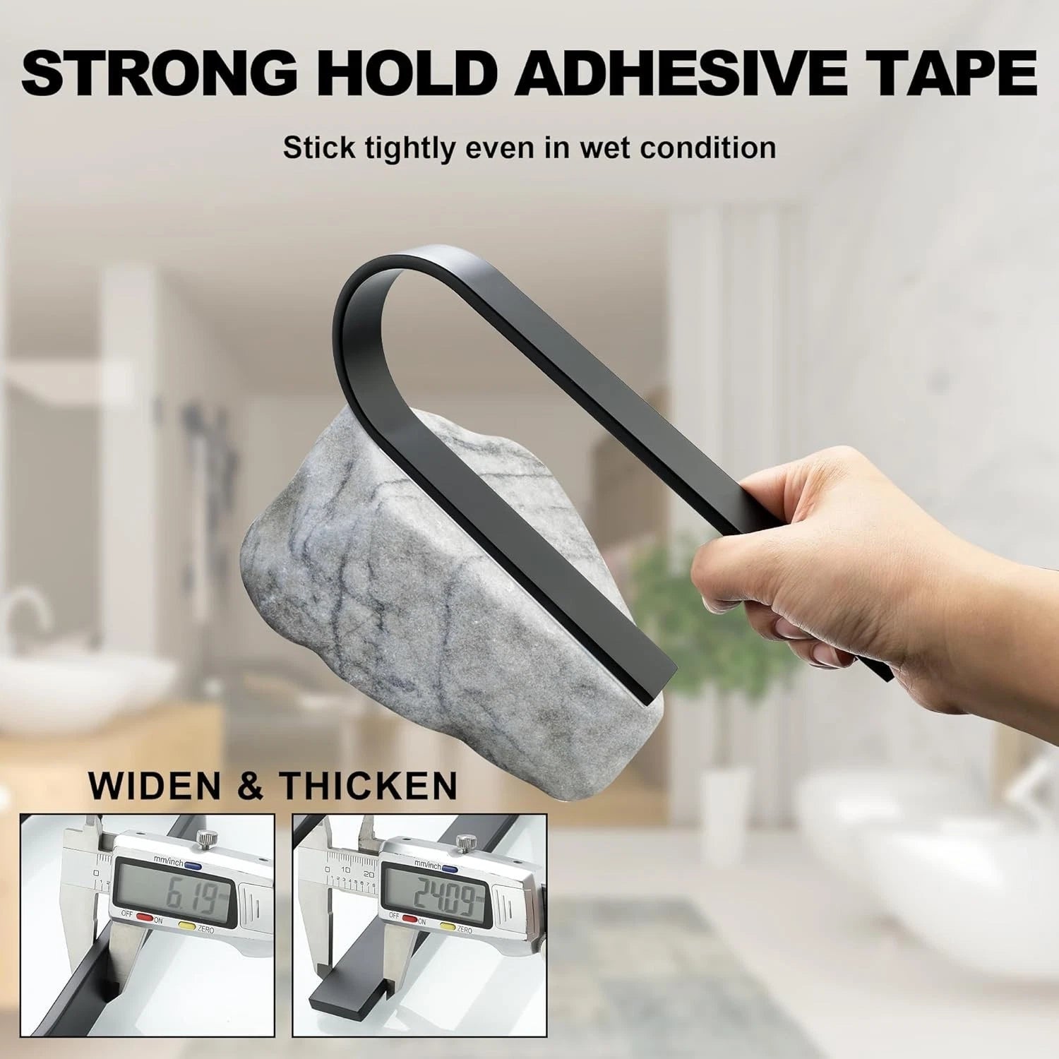 Close-up of adhesive pad on towel rail holder for strong grip