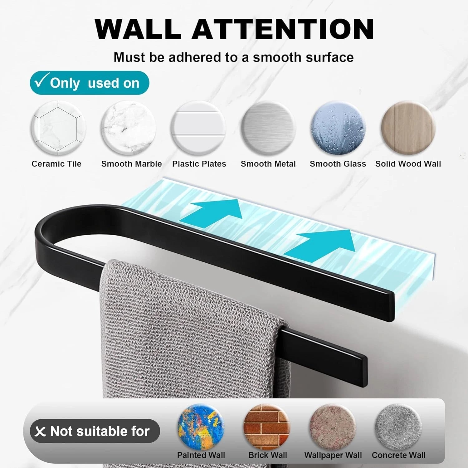 Self adhesive towel rail holder set with packaging contents