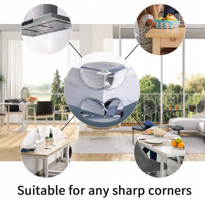 Transparent corner guard blending with furniture surface