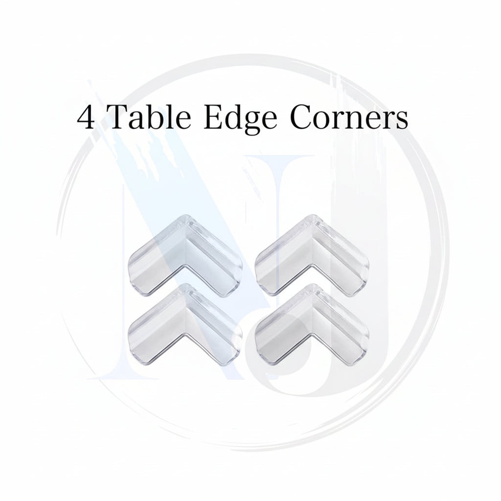 Transparent table edge guard blending with furniture surface