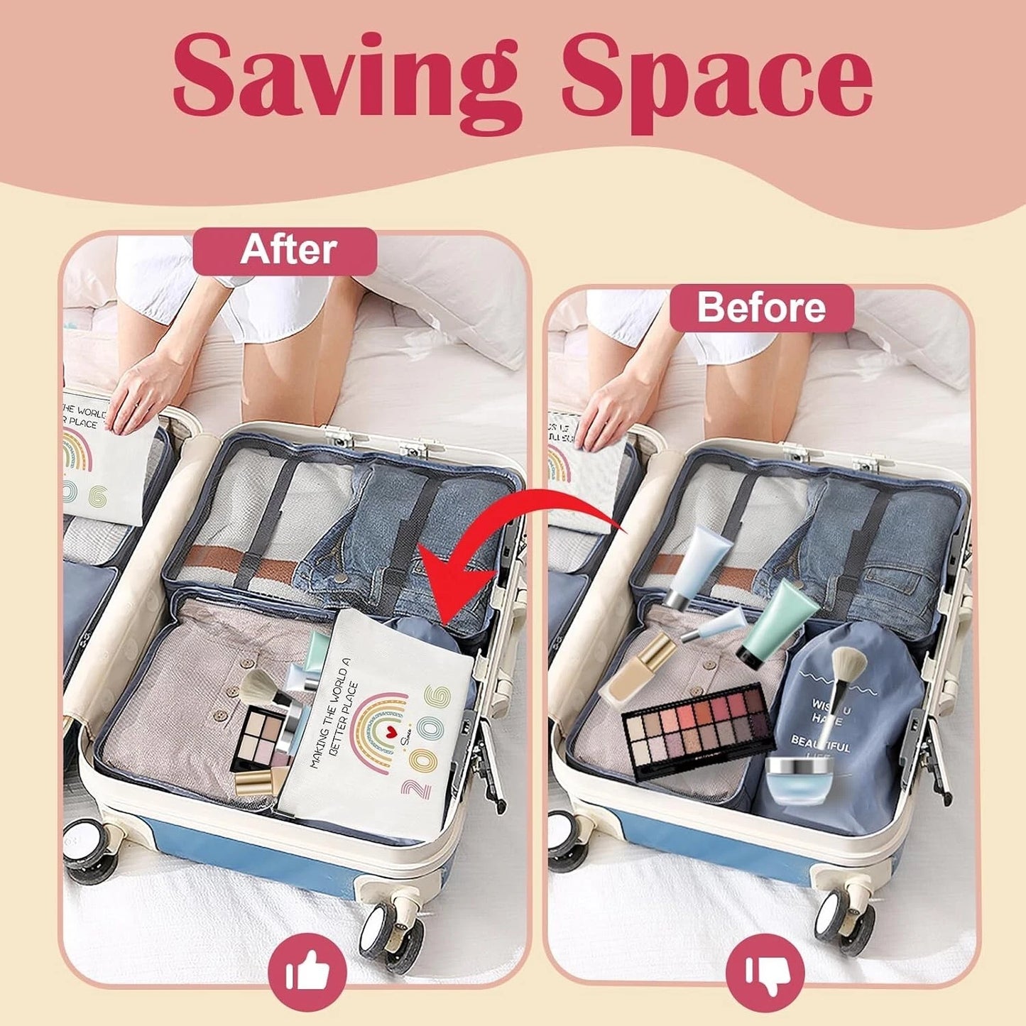 Travel bag set with packaging display included for UK