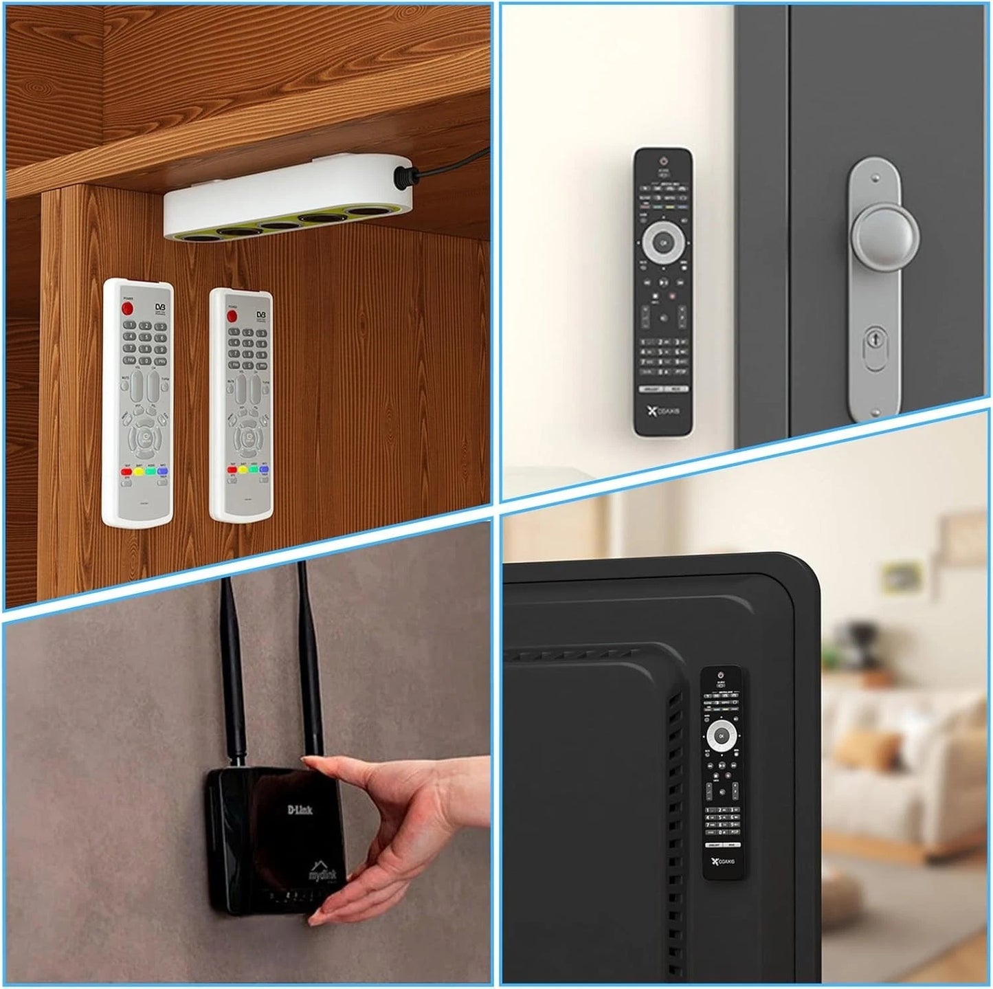 Space saving holder for TV and AC remote controls