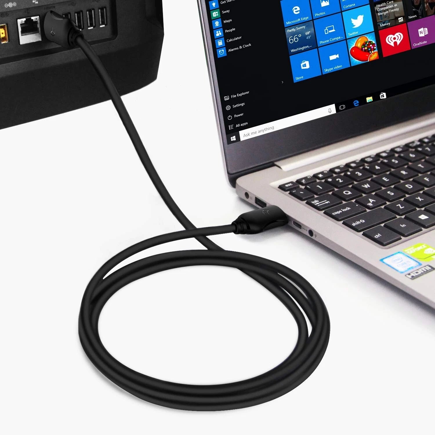 Ultra HD display cable used in gaming setup monitor